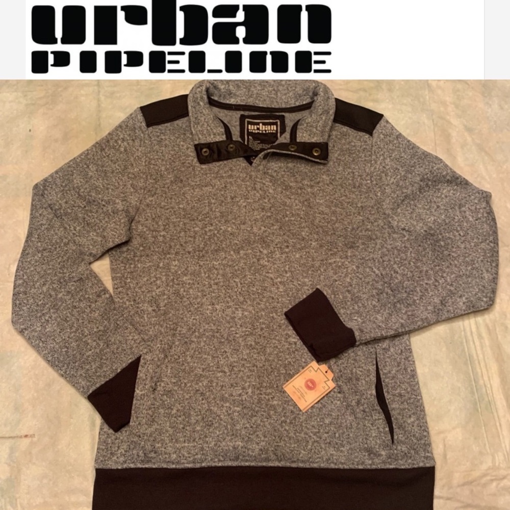 NWT Boys Urban pipeline snap collar pullover fleece
